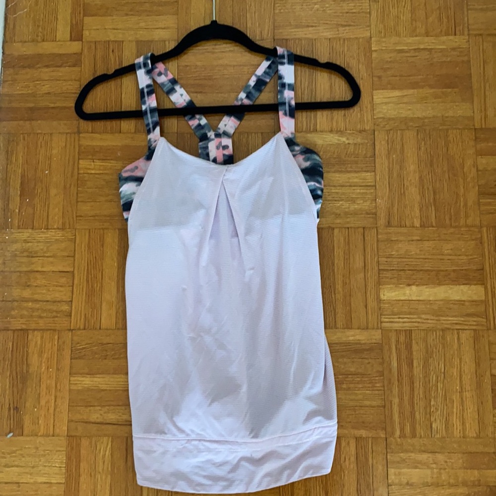 Lululemon Pink top with built in bra. Size 4.